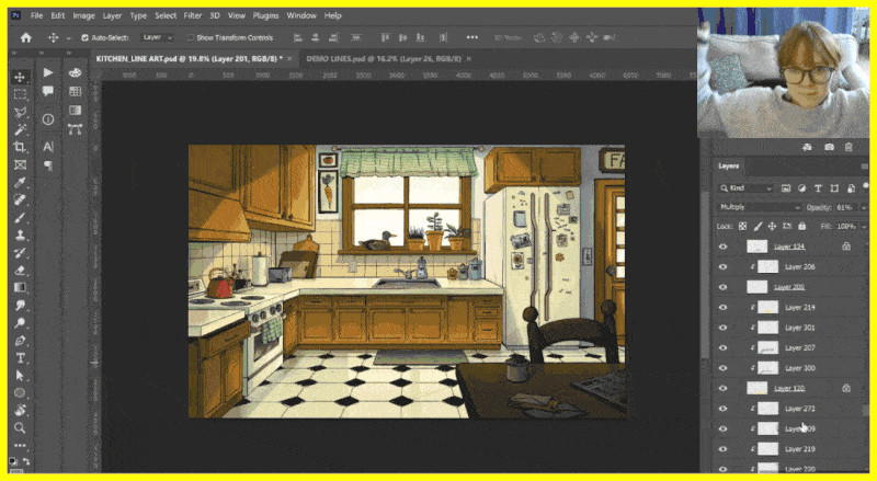 Class project examples: Semi-realistic portrait, character duo, fish tank perspective