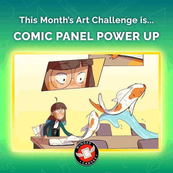 This month's art challenge is Comic Panel Power Up