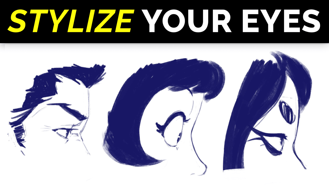 Three stylized eyes from side view in different styles Three stylized eyes from side view in different styles