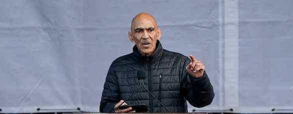 A former NFL football coach, Tony Dungy, speaks during the March for Life rally January 20, 2023, at Washington.