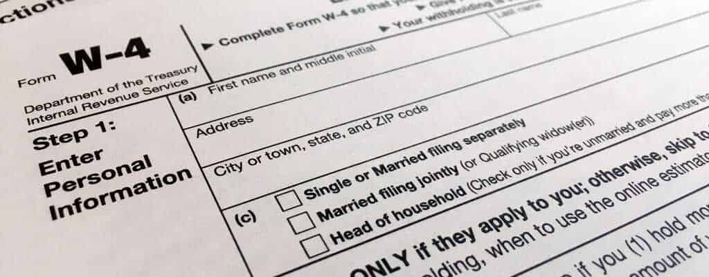 A W-4 form from the IRS.