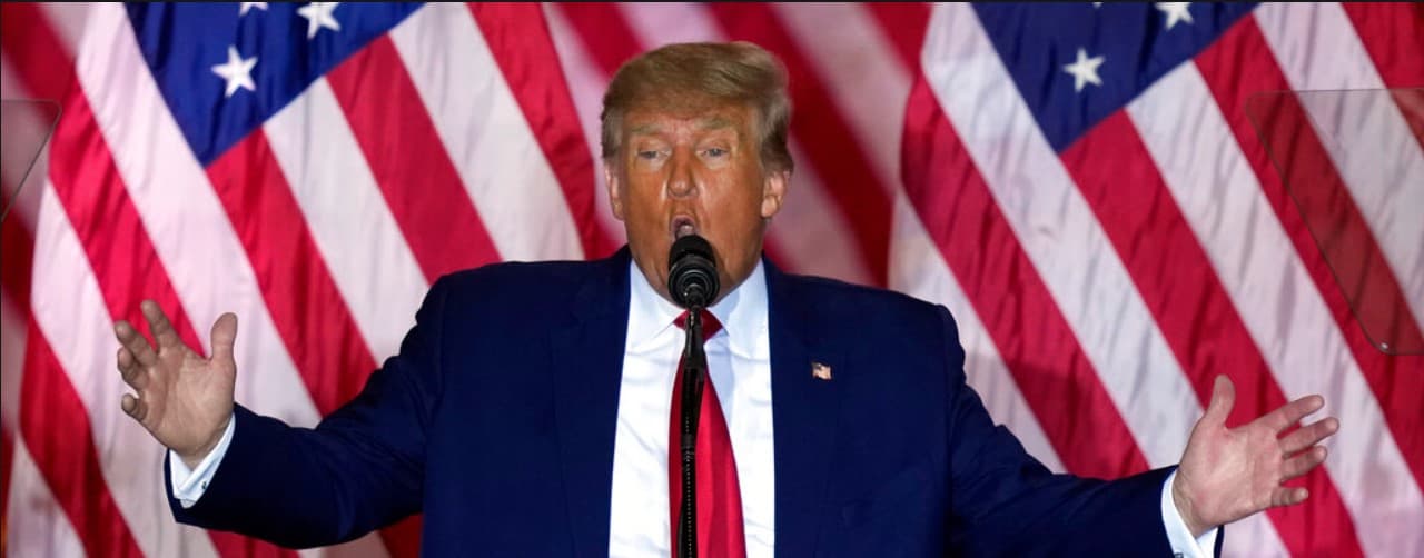 President Trump announces a third run for the White House as he speaks at Mar-a-Lago at Palm Beach, Florida, November 15, 2022.