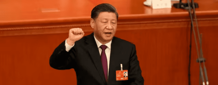 Xi Jinping takes his oath after being unanimously elected as president during a session of China's National People's Congress at the Great Hall of the People, Beijing, March 10, 2023. AP/Mark Schiefelbein