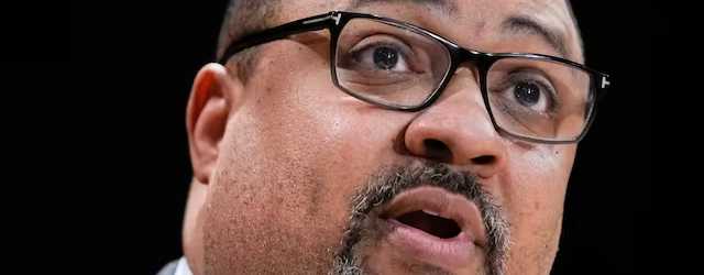 The Manhattan district attorney, Alvin Bragg, during a news conference February 7, 2023. AP/Seth Wenig, file