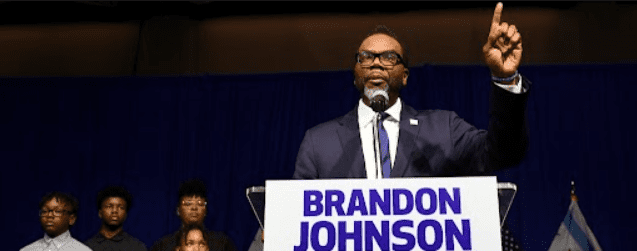Chicago Mayor-elect Brandon Johnson speaks to supporters after defeating Paul Vallas in the mayoral runoff election, late Tuesday, April 4, 2023, in Chicago.