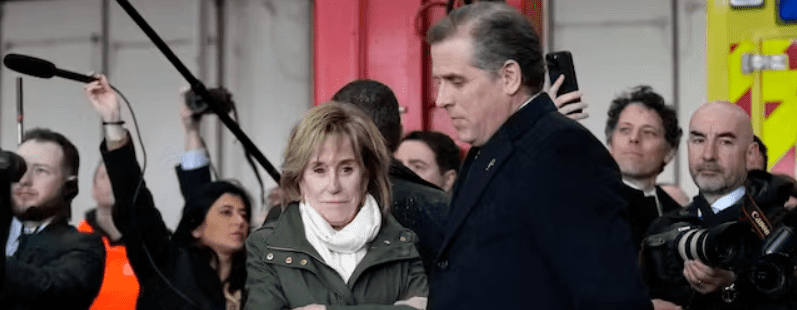 President Biden's sister Valerie Biden Owes, center left, and his son Hunter Biden stand together at Dublin International Airport at Dublin, Ireland, April 12, 2023. AP Photo/Patrick Semansky