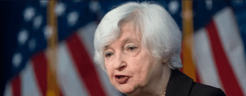 The Treasury Secretary, Janet Yellen, at Johns Hopkins University School of Advanced International Studies, April 20, 2023, at Washington. AP/Manuel Balce Ceneta, file