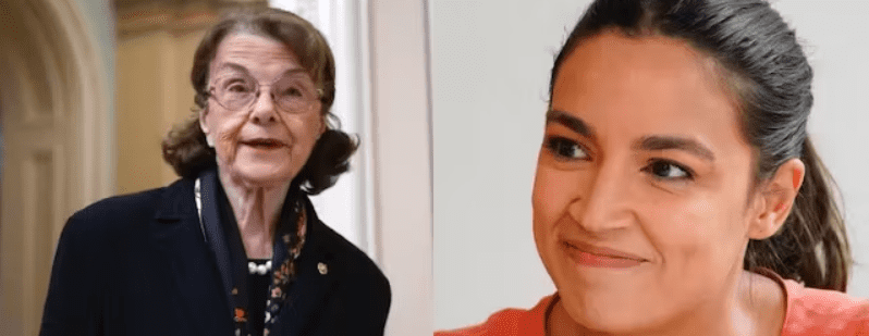 Senator Feinstein and Representative Alexandria Ocasio-Cortez. Photos via AP