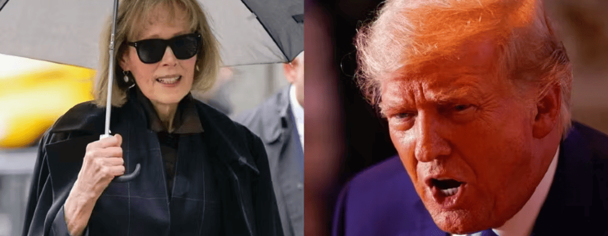 E. Jean Carroll, left, and President Trump. AP