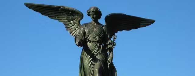 'Angel of the Waters,' sculpted by Emma Stebbins, at Central Park. Detail of photo by Wayne Noffsinger via Wikimedia Commons
