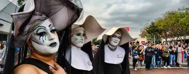 The Sisters of Perpetual Indulgence show their support during a gay pride parade at West Hollywood, California, on June 12, 2016. AP/Richard Vogel, file