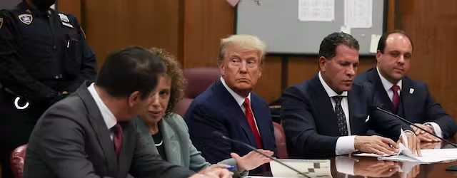 President Trump appears in court on April 4, 2023 at New York. Andrew Kelly/Pool Photo via AP)