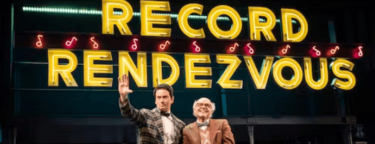 Constantine Maroulis as Alan Freed and Joe Pantoliano as Leo Mintz in 'Rock & Roll Man. Joan Marcus