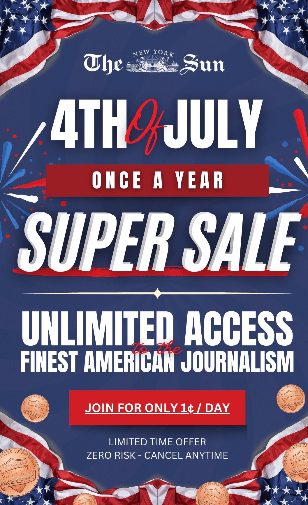 Memorial Day sale - penny per day