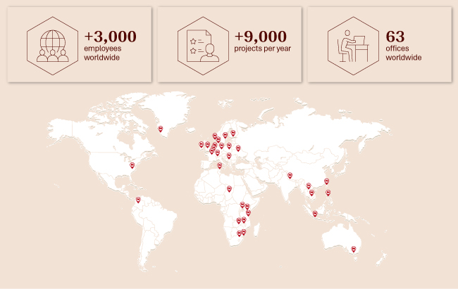 Maps of NIRAS offices around the world