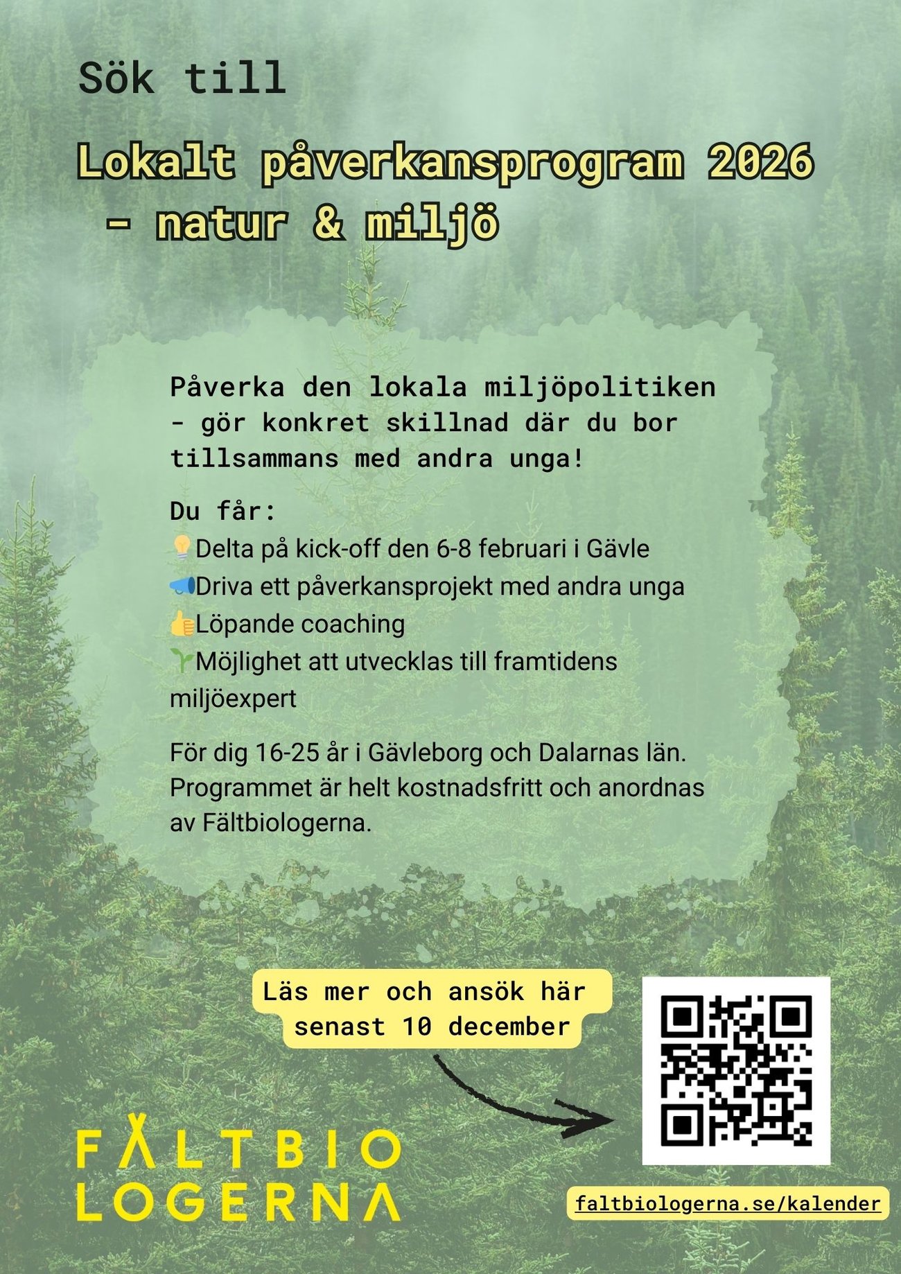 Fältbiologernas affisch för lokala påverkansprogrammet 2026