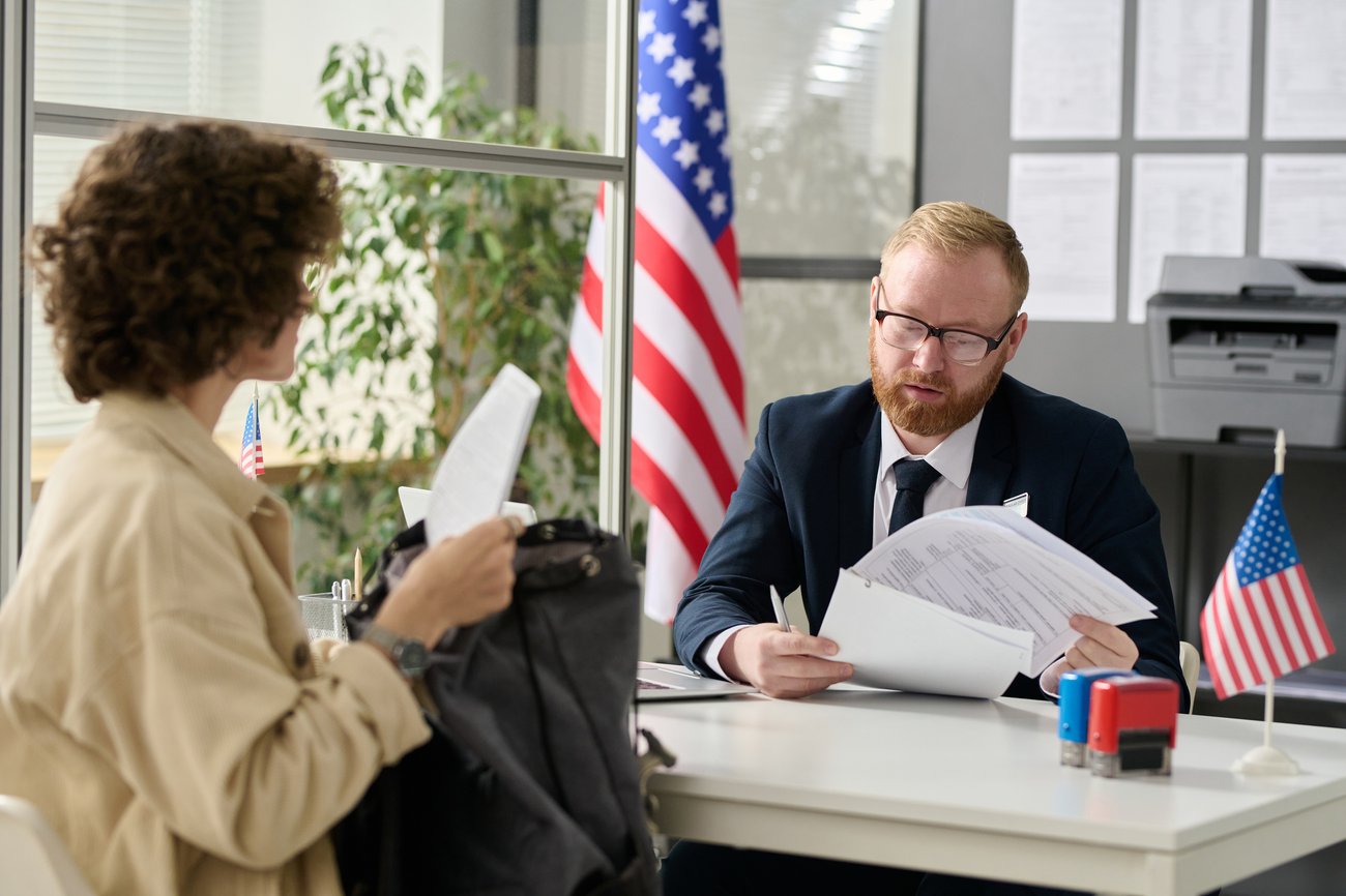 young woman applying for a US visa