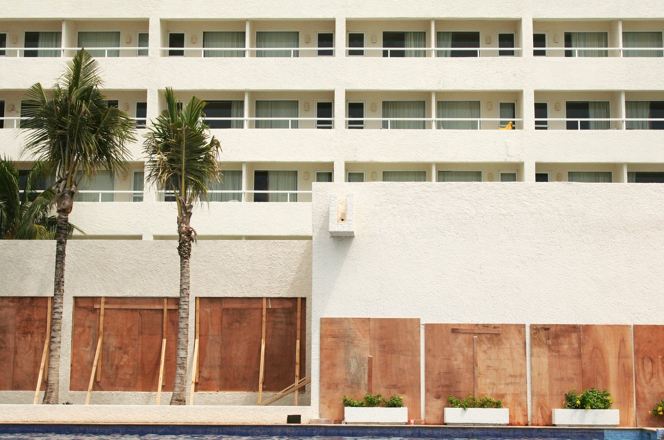 Evacuated Hotel with Boarded Windows