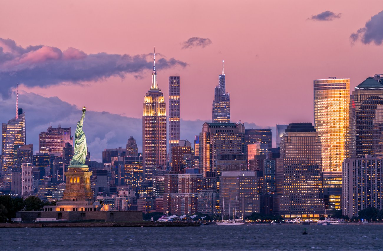 NYC skyline during sunset