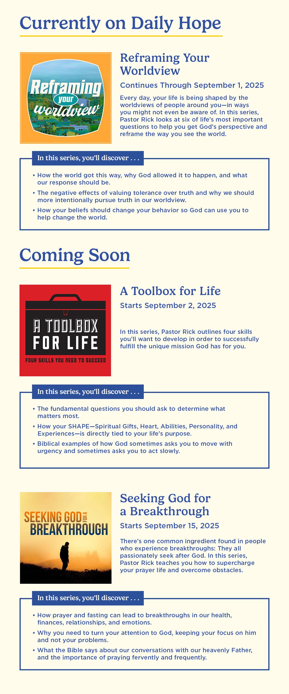 Currently on Daily Hope. Coming Soon.