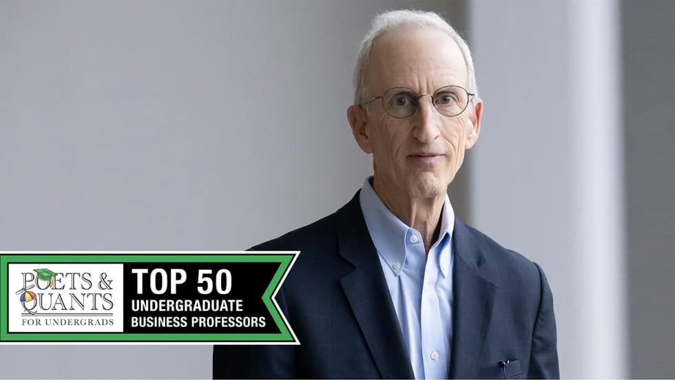 Logo says Poets & Quants Top 50 Undergraduate Business Professors