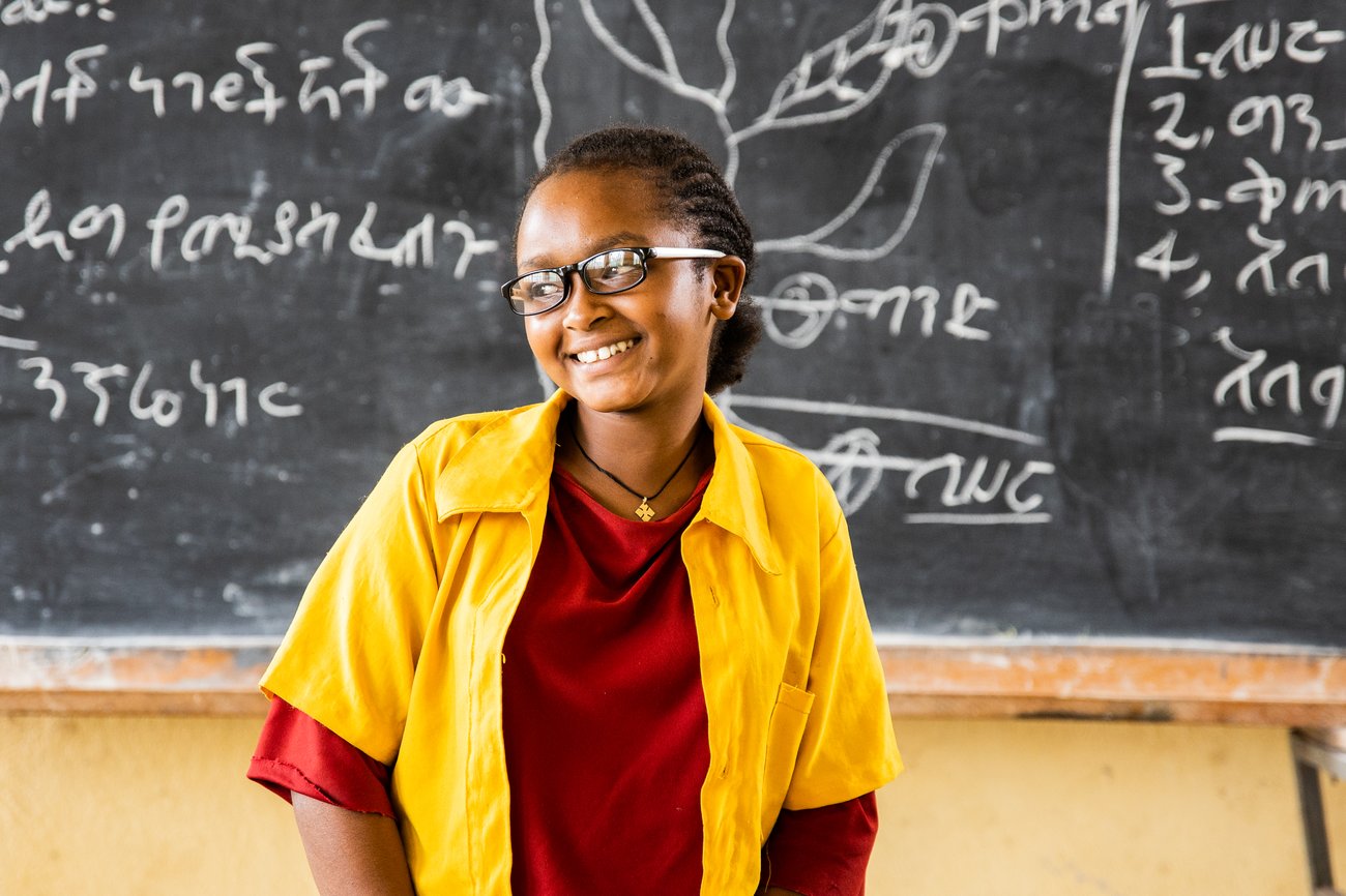 Student wearing glasses
