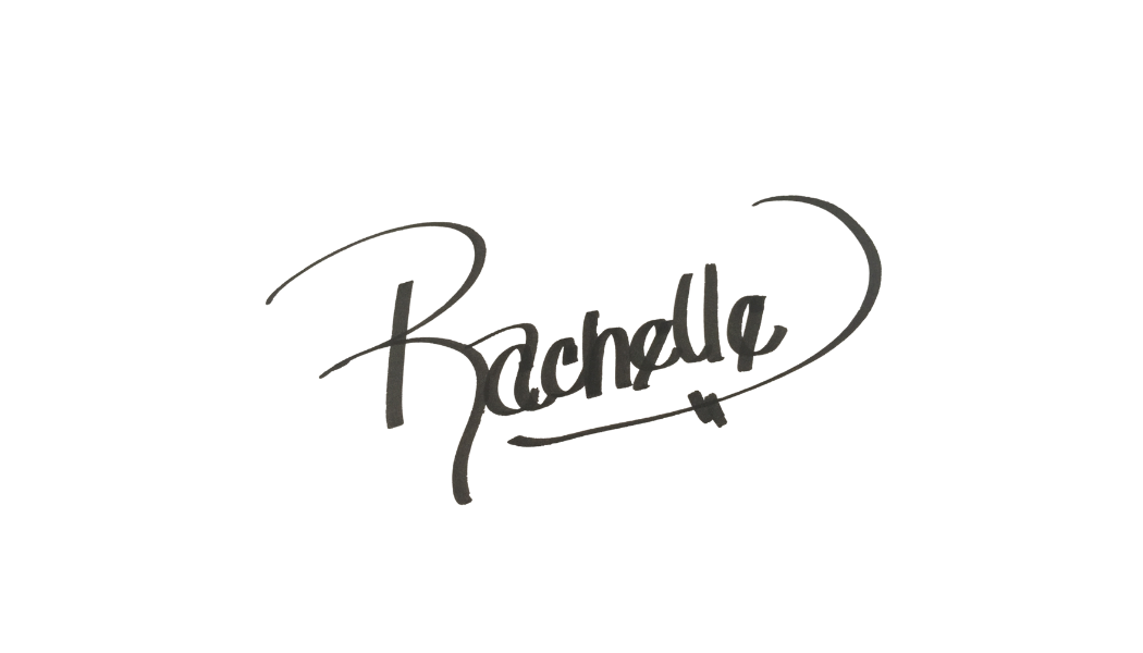 image of Rachelle Siebke, Money Coach's handwritten first name with a swoop underneath and two lines