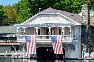 exterior of boathouse waterfront lodging