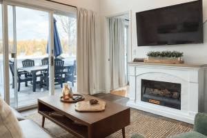 vacation rental home with patio and fireplace