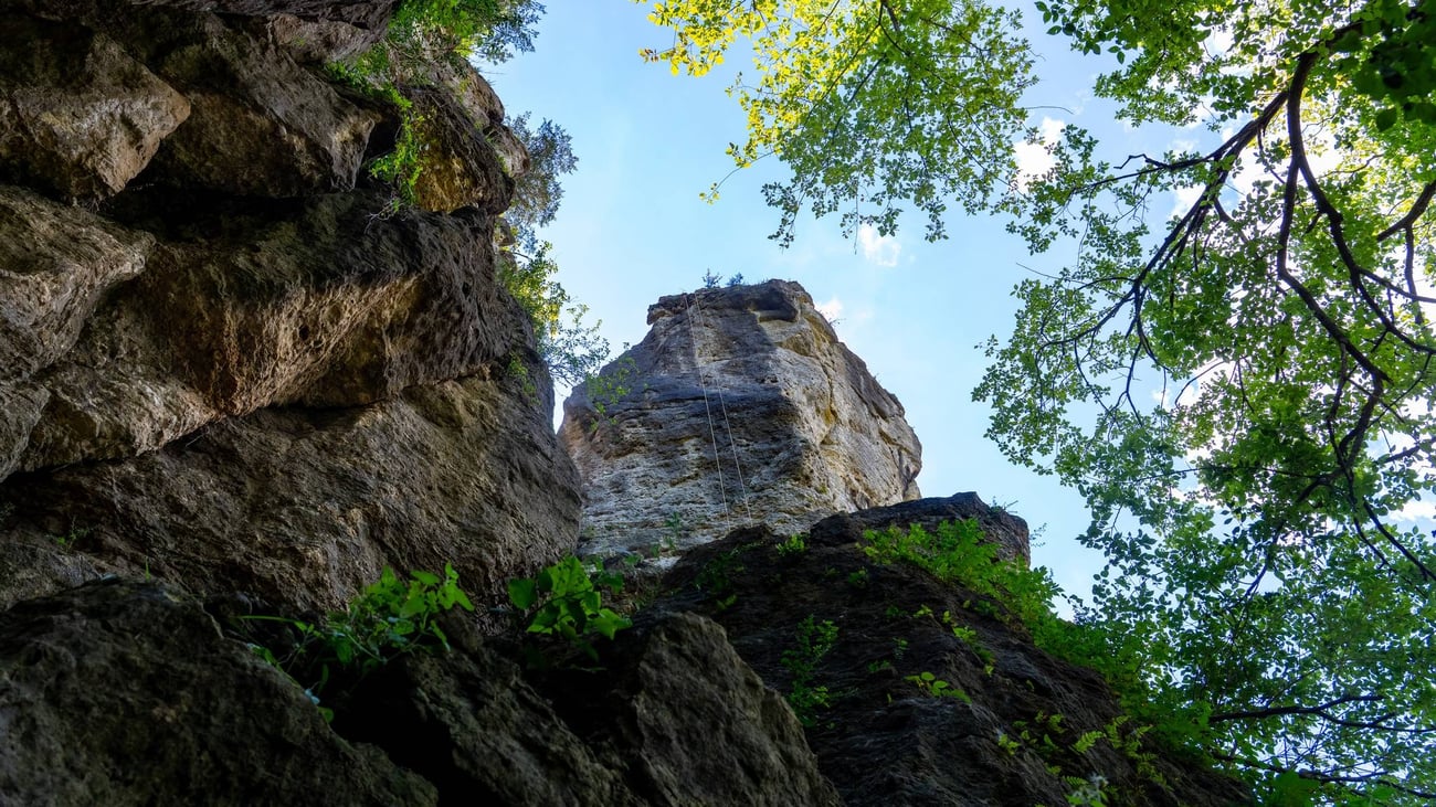 Mississippi Palisades State Park is notable for its rock formations. Credit: Illinois Department of Natural Resources
