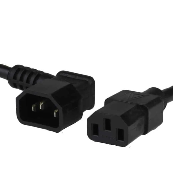 14/3 AWG C13 C14 Right Angled 15A 250V Power Cord – Black, 4 Feet