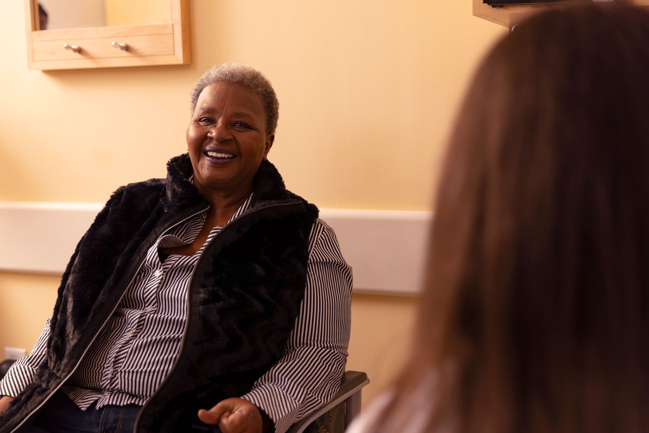 Elderly patient smiling