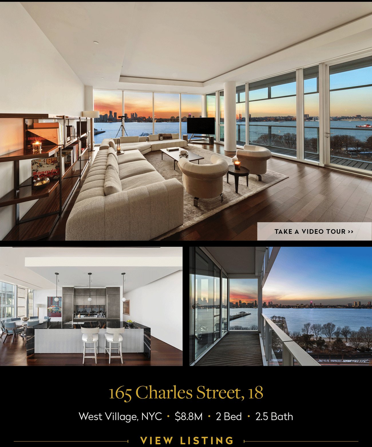 165 Charles Street, 18 West Village, NYC • $8.8M • 2 Bed • 2.5 Bath