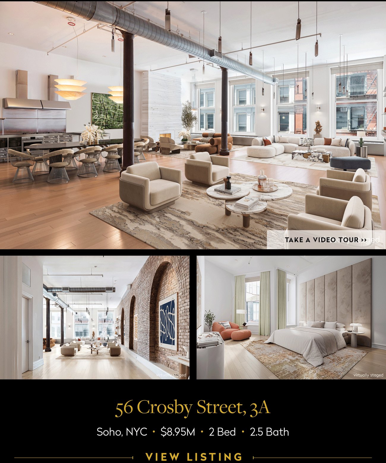 56 Crosby Street, 3A Soho, NYC • $8.95M • 2 Bed • 2.5 Bath