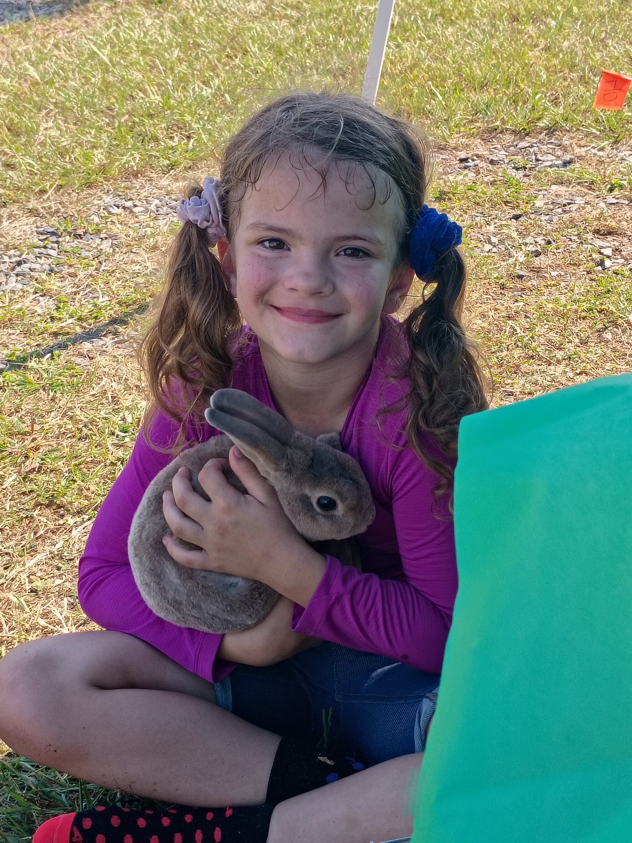 girl petting Rabit