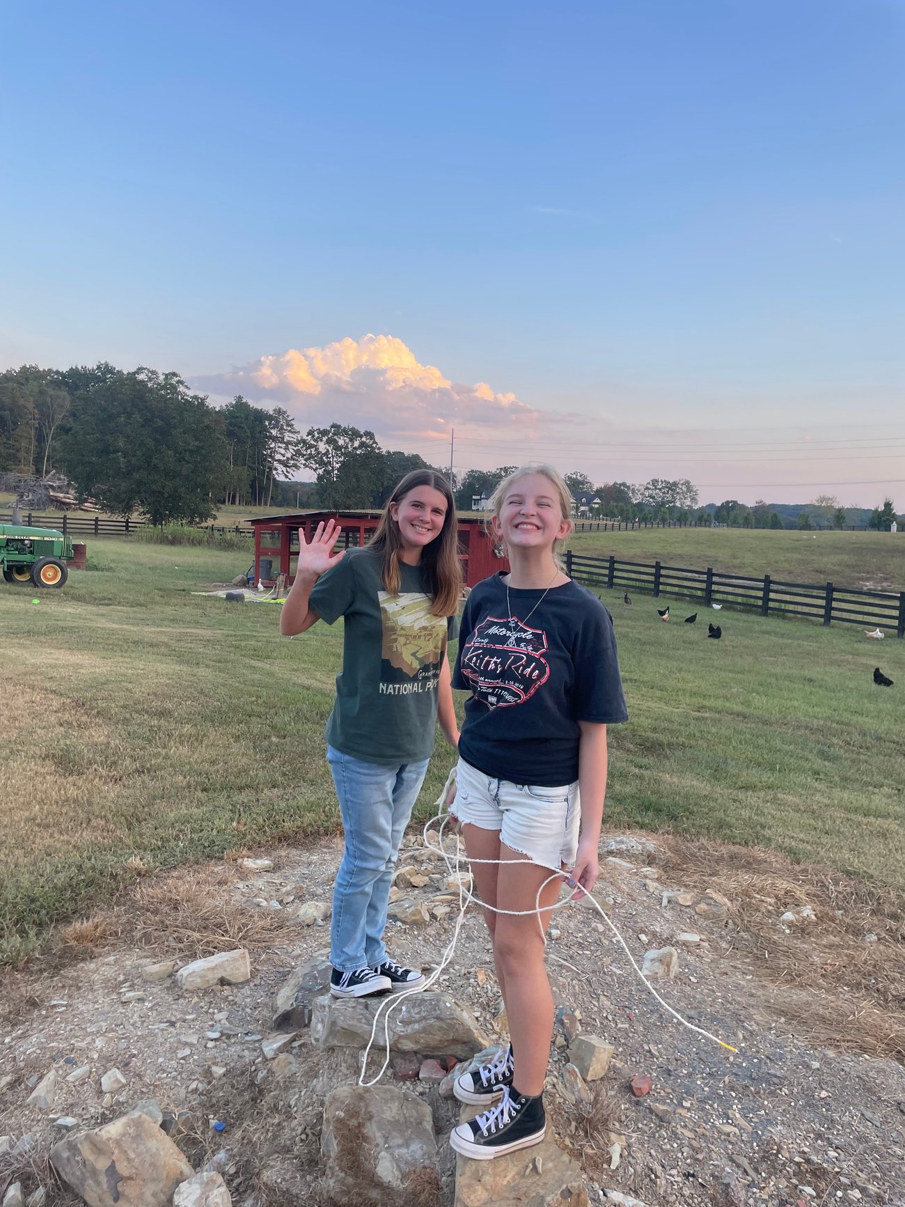 Kids holding hand made rope