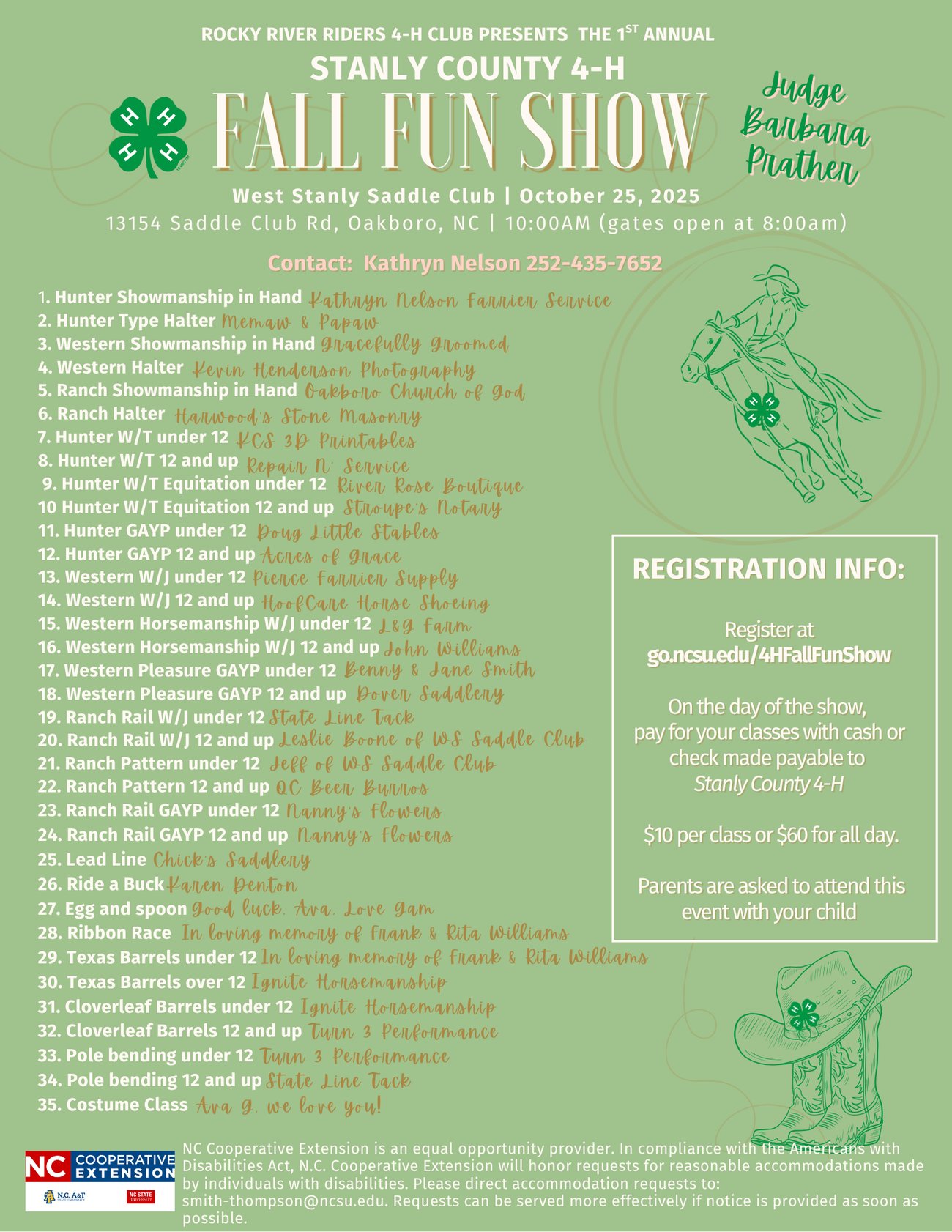 Fall Fun Show Schedule