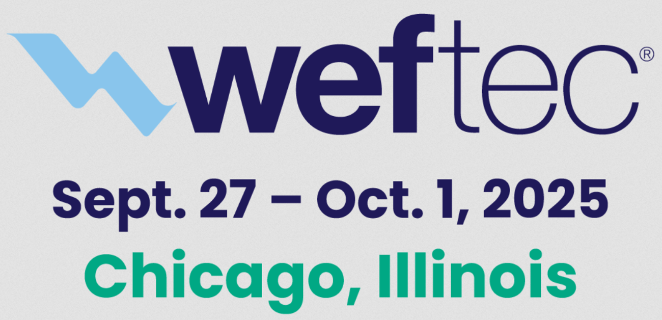 A promotional image for the Water Environment Federation Technical Exhibition and Conference (WEFTEC) 2025. WEFTEC logo, dates September 27-October 1, location Chicago Illinois. A promotional image for the Water Environment Federation Technical Exhibition and Conference (WEFTEC) 2025. WEFTEC logo, dates September 27-October 1, location Chicago Illinois.
