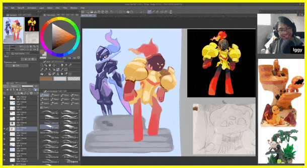 Pokémon environment, cake slice in watercolour, Frieren poster, Watercolour swatches