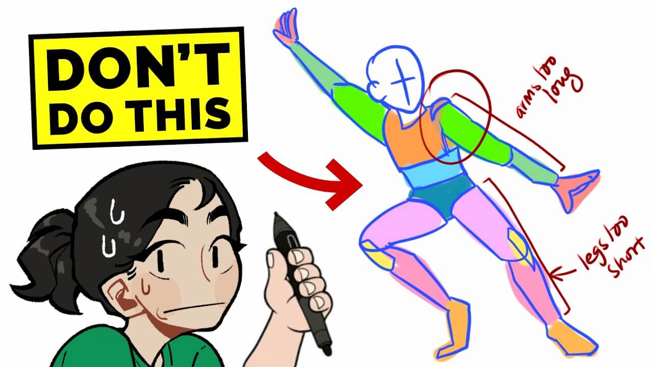 Fei avatar next to a corrected anatomy sketch