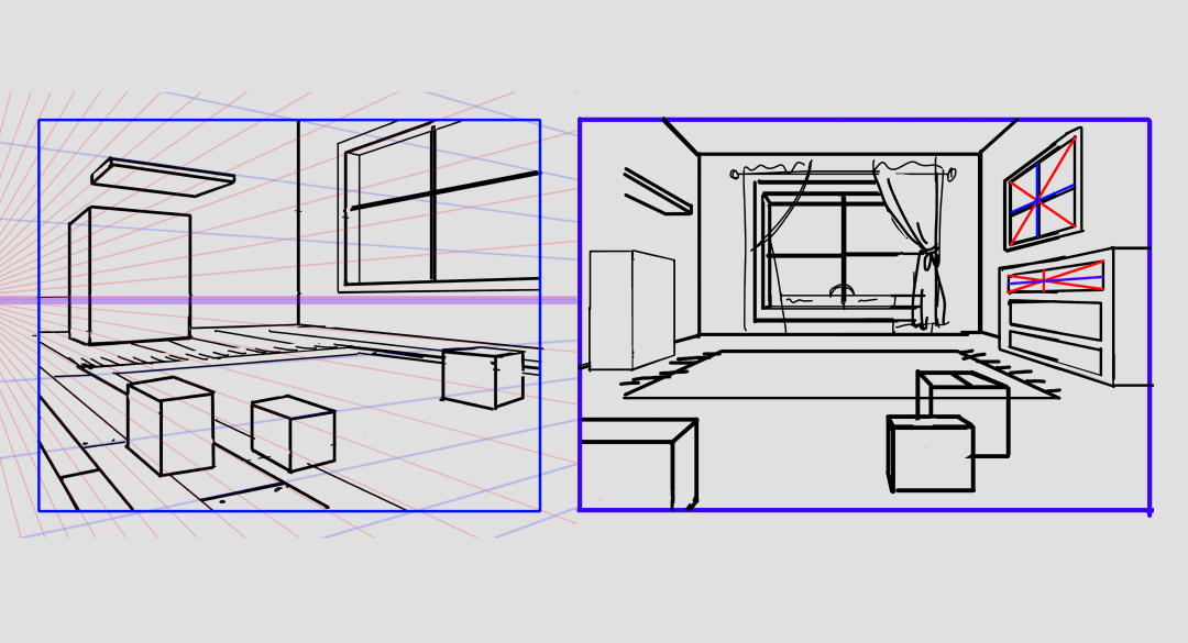 Perspective room sketches