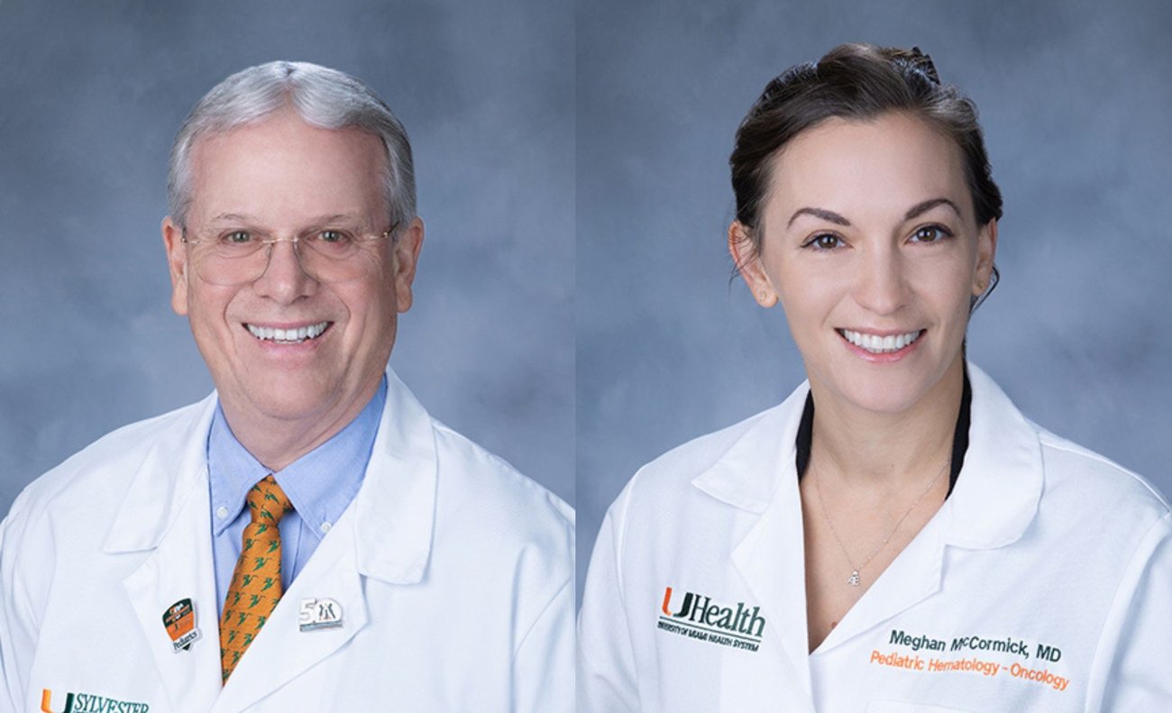 Professional headshots of Daniel Armstrong and Meghan McCormick, Two smiling doctors in
white UHealth lab coats pose against a neutral background