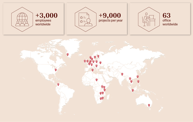 Maps of NIRAS offices around the world