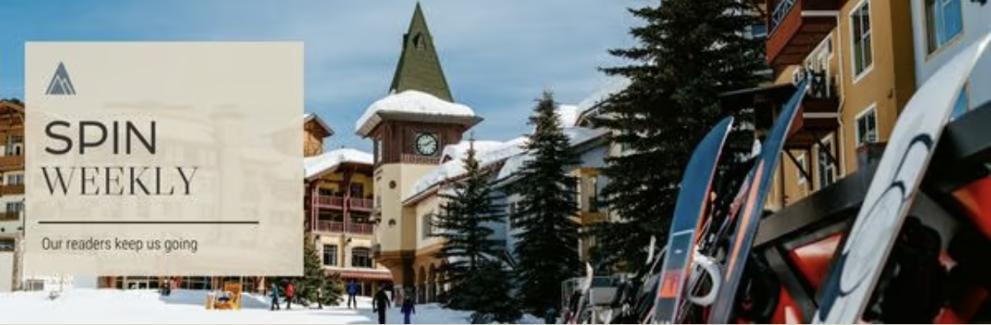 SPIN Weekly banner with nadir photo of the Sun Peaks village.