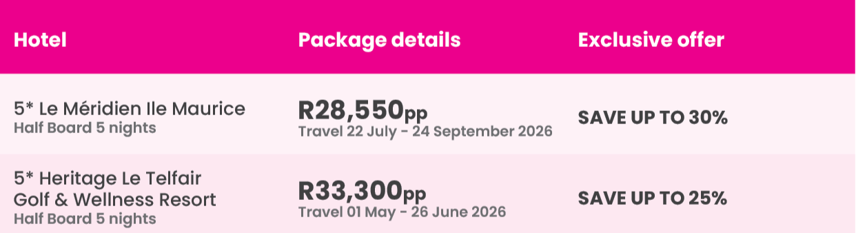 Pink Ticket Packages