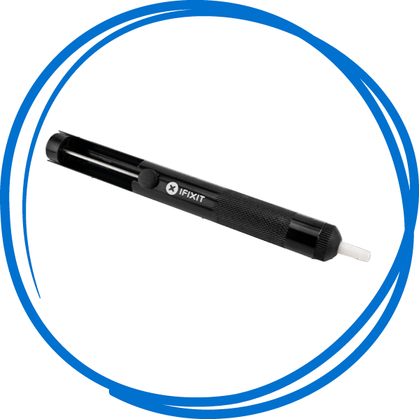 Desoldering Pump in a hand drawn blue circle