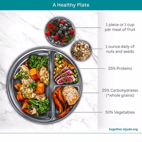 Graphic of plate of healthy foods
