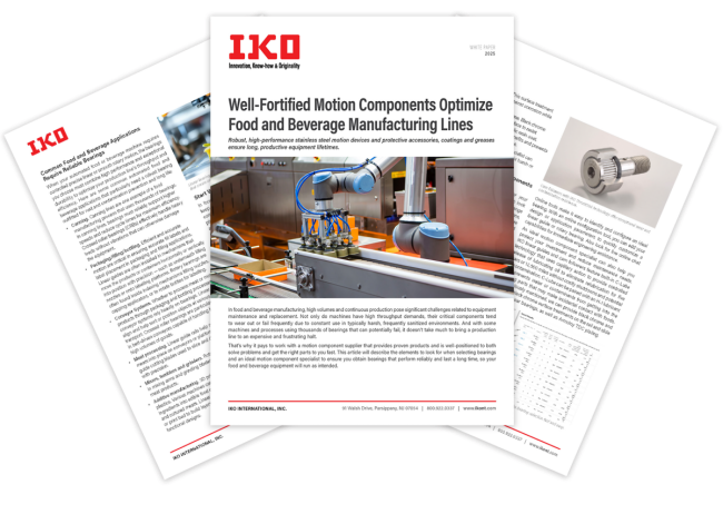 IKO White Paper Takes on Food and Beverage Application Challenges for Bearings