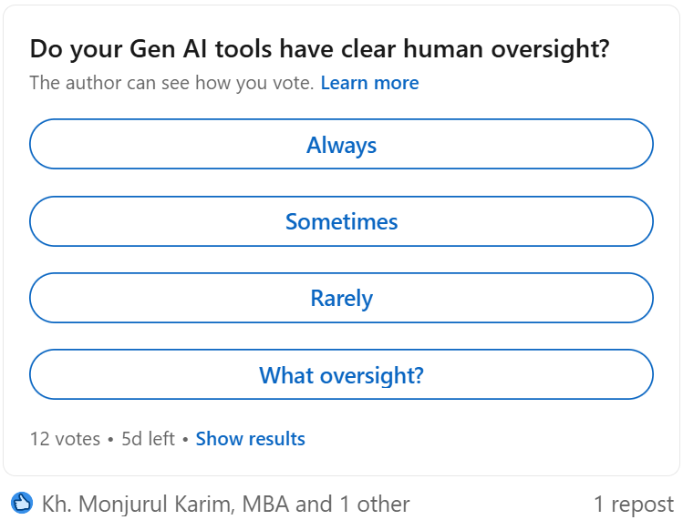 Poll: Do your Gen AI tools have clear human oversight?