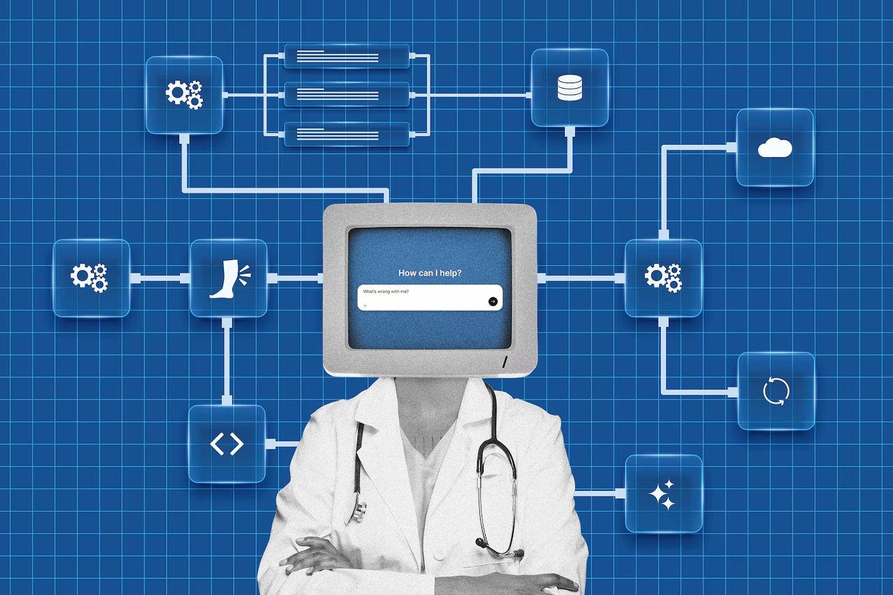 photo of AI healthcare assistant illustration